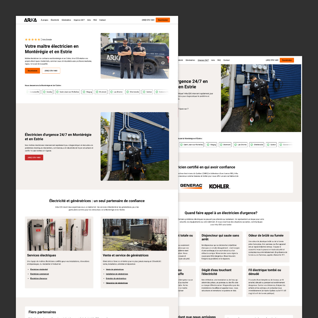 Site web de Arka EDS fait par LEAD Québec