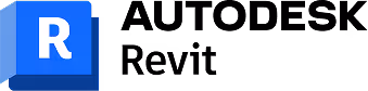 Autodesk Revit software logo with a white letter R on blue overlapping shapes.