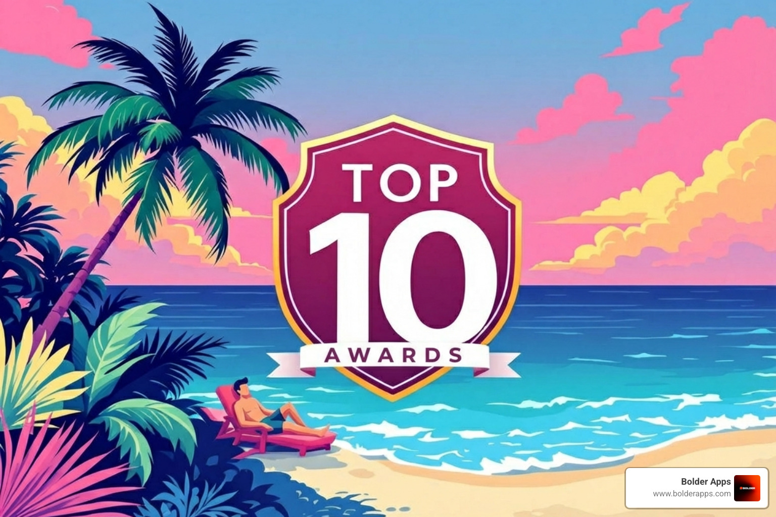 Top 10 award graphic with a Miami theme - Top 10 Mobile App Development Companies in Miami (2026 Rankings): Why Bolder Apps Leads the Vibe Coding Revolution
