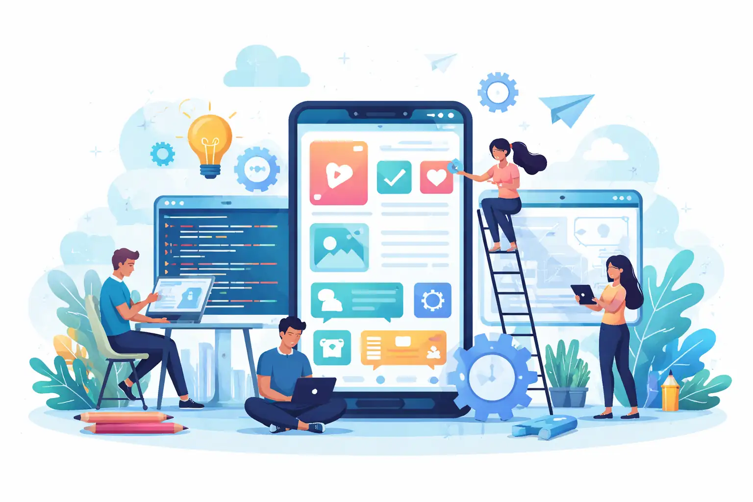 Abstract white and light gray curved lines creating a flowing, wave-like pattern.