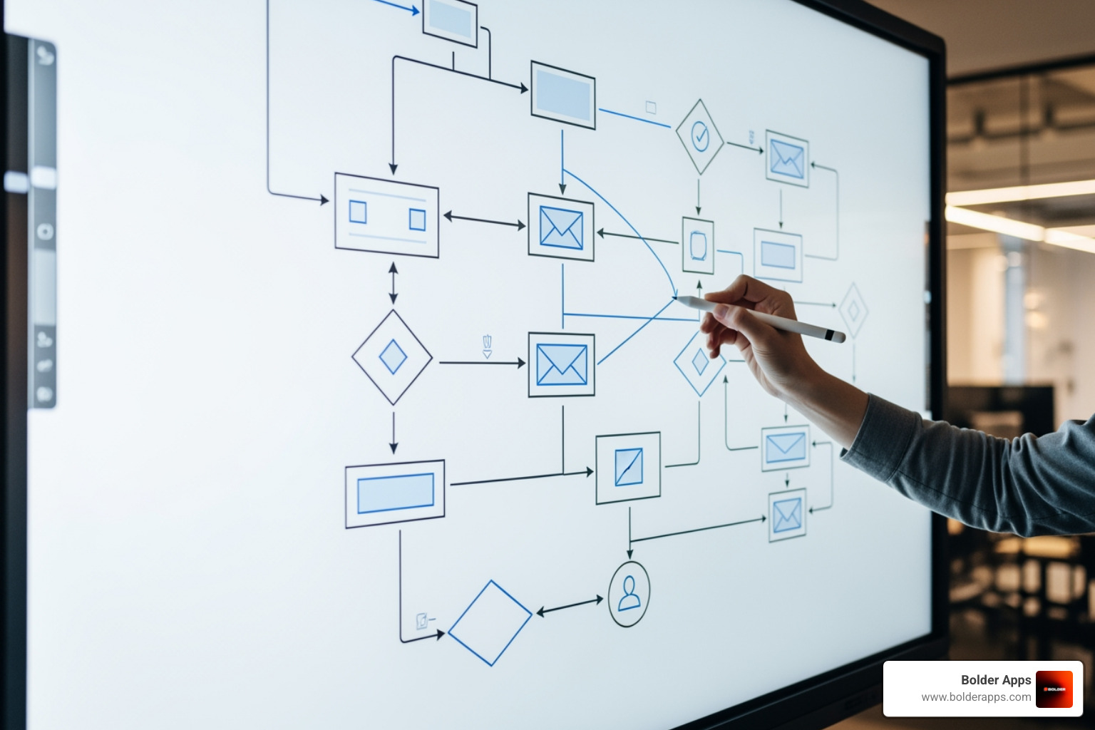 User flow diagram on a digital whiteboard - startup product development