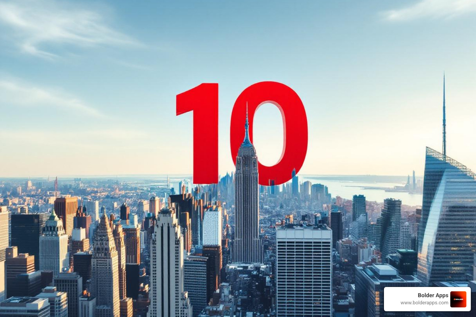 Stylized "Top 10" graphic with New York City skyline in the background - Best Mobile App Developers in New York City 2026: A Definitive Ranking of the Top 10 Agencies for AI & Enterprise Solutions