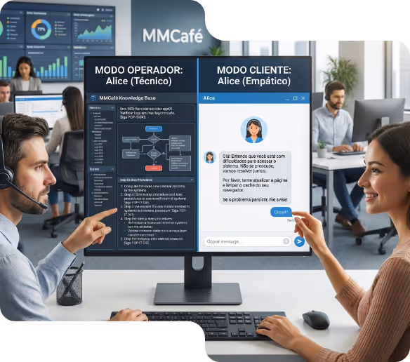 Alice Integrada (Inteligência Artificial da MMCafé) à Base de Conhecimento