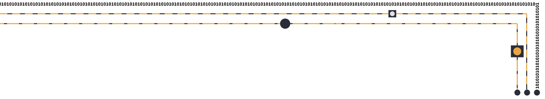 Ilustrace kabelů s oranžovými, černými a šedými linkami a tečkami na bílém pozadí.