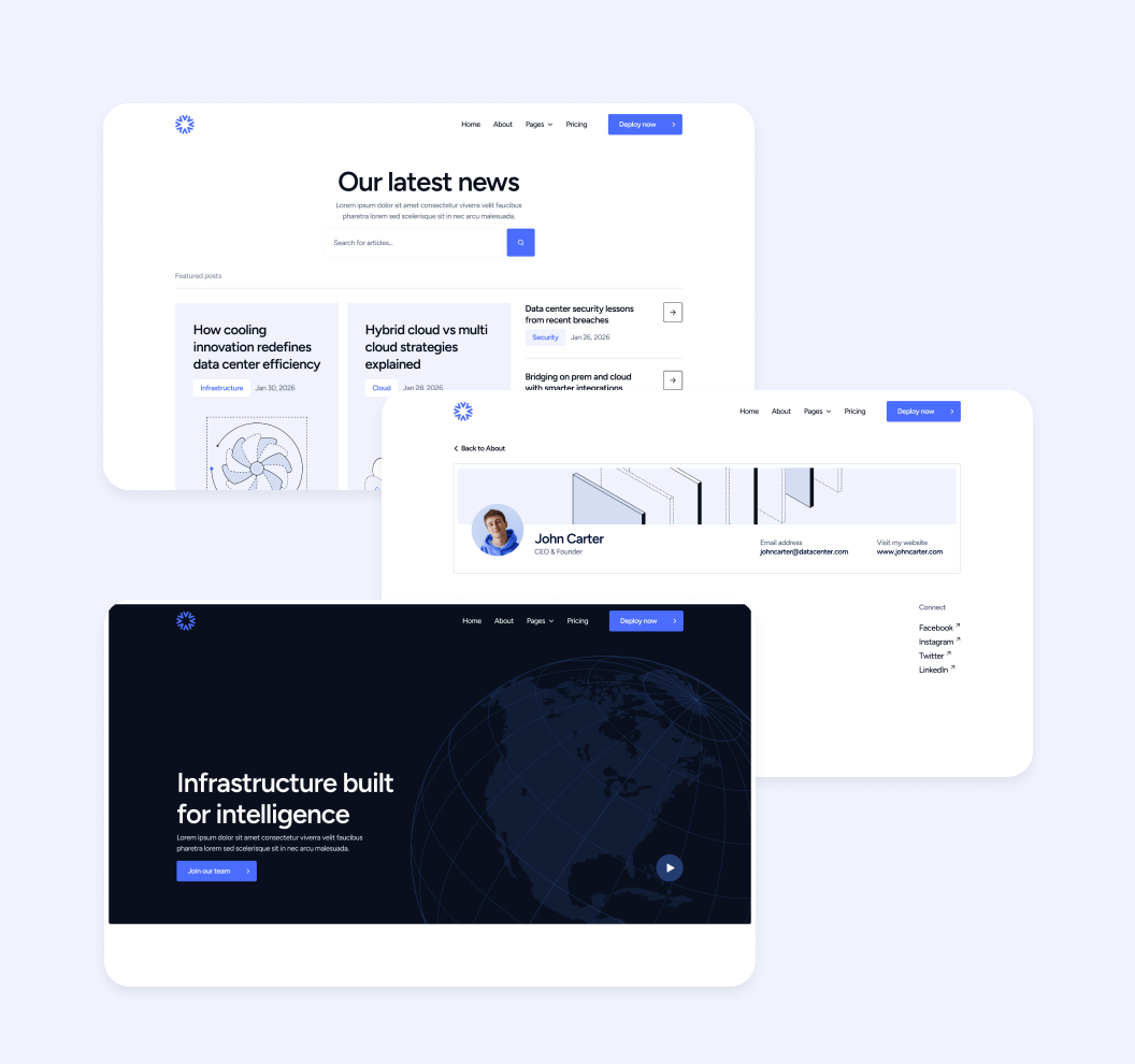 DatacenterAI - Sections Included - Datacenter Webflow Template