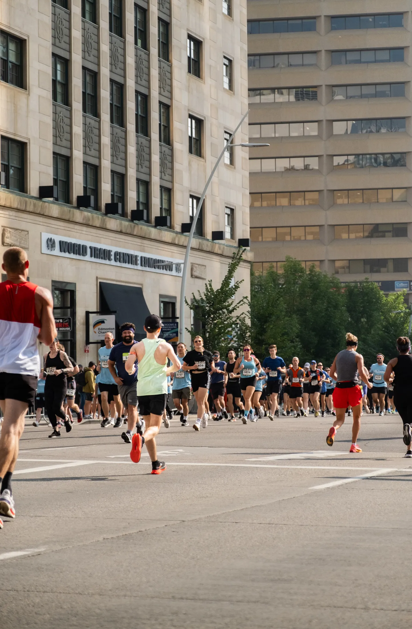 people running in a marathon in downtown Edmonton