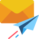 Paper airplane and envelope, representing digital communication or email