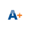 Blue letter A with a plus sign, gradient shading