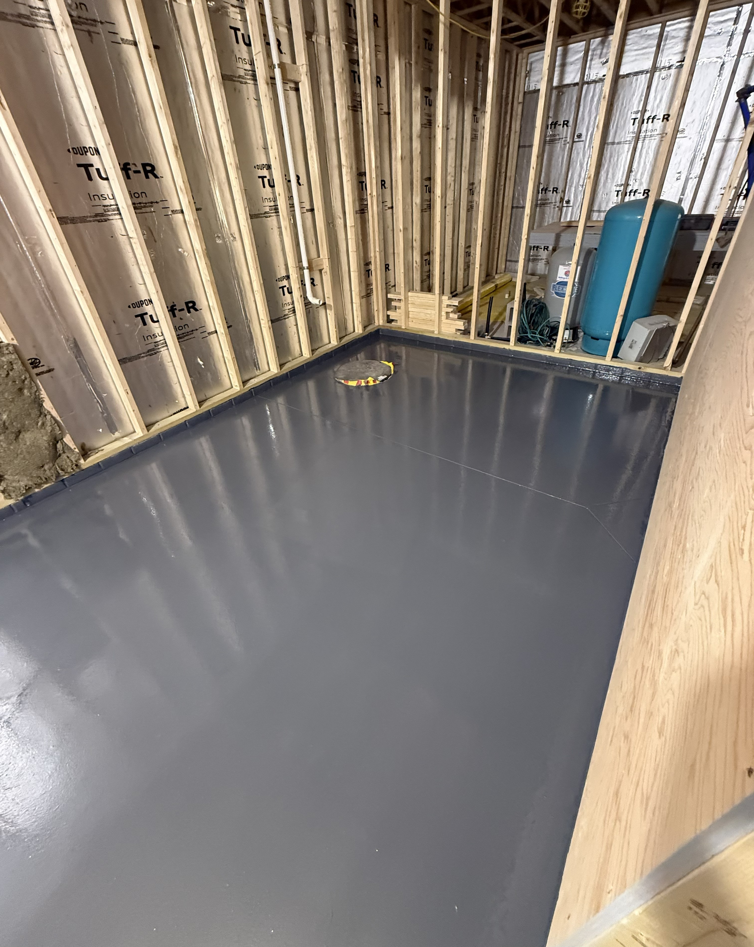 [background image] image of epoxy flooring during rough construction