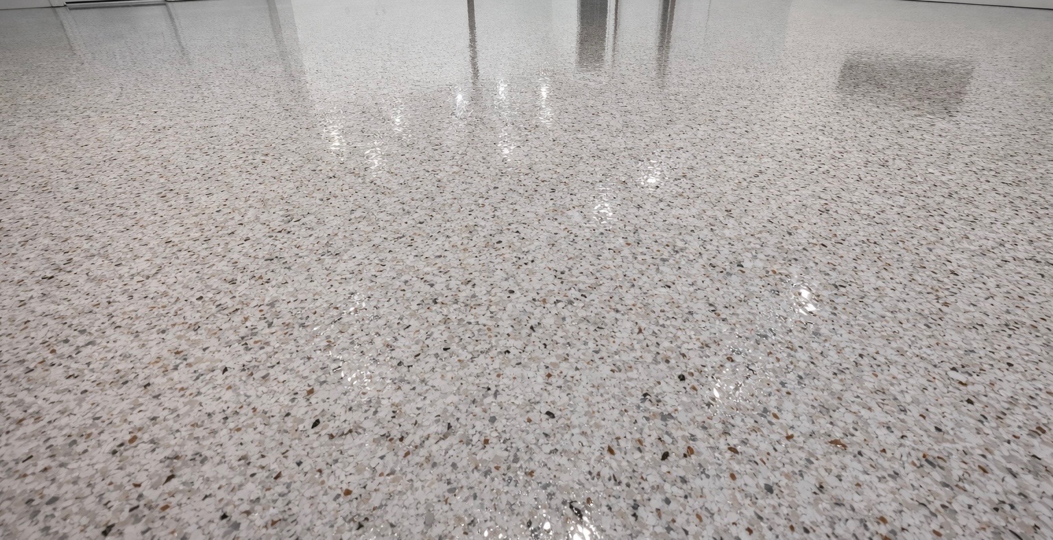 image of gray specked epoxy surface