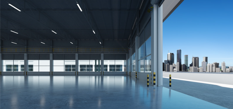 image of a large industrial space with epoxy flooring