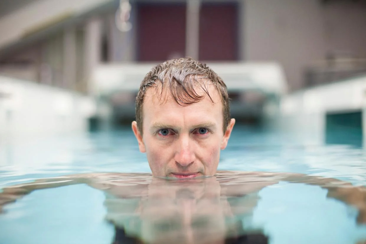 Chris Button in the pool