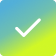 Icône d’une coche blanche sur un fond dégradé bleu et vert vif.
