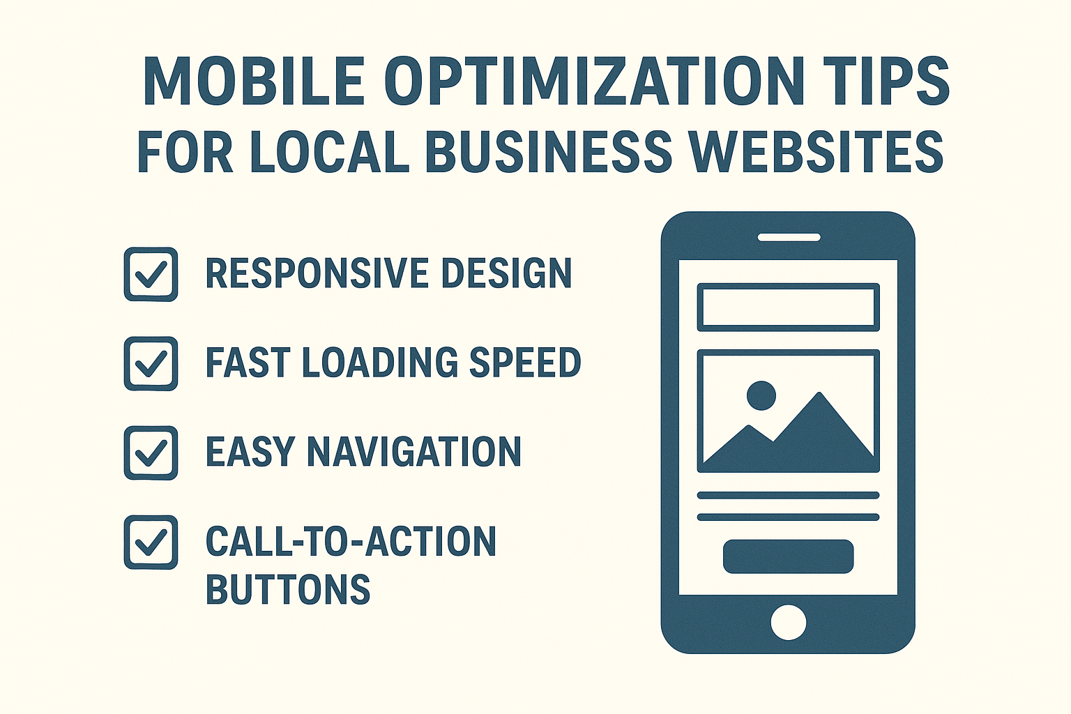 Visual checklist with mobile optimization tips for local business websites