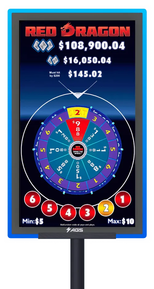 Red Dragon gambling wheel with progressive jackpot and betting options