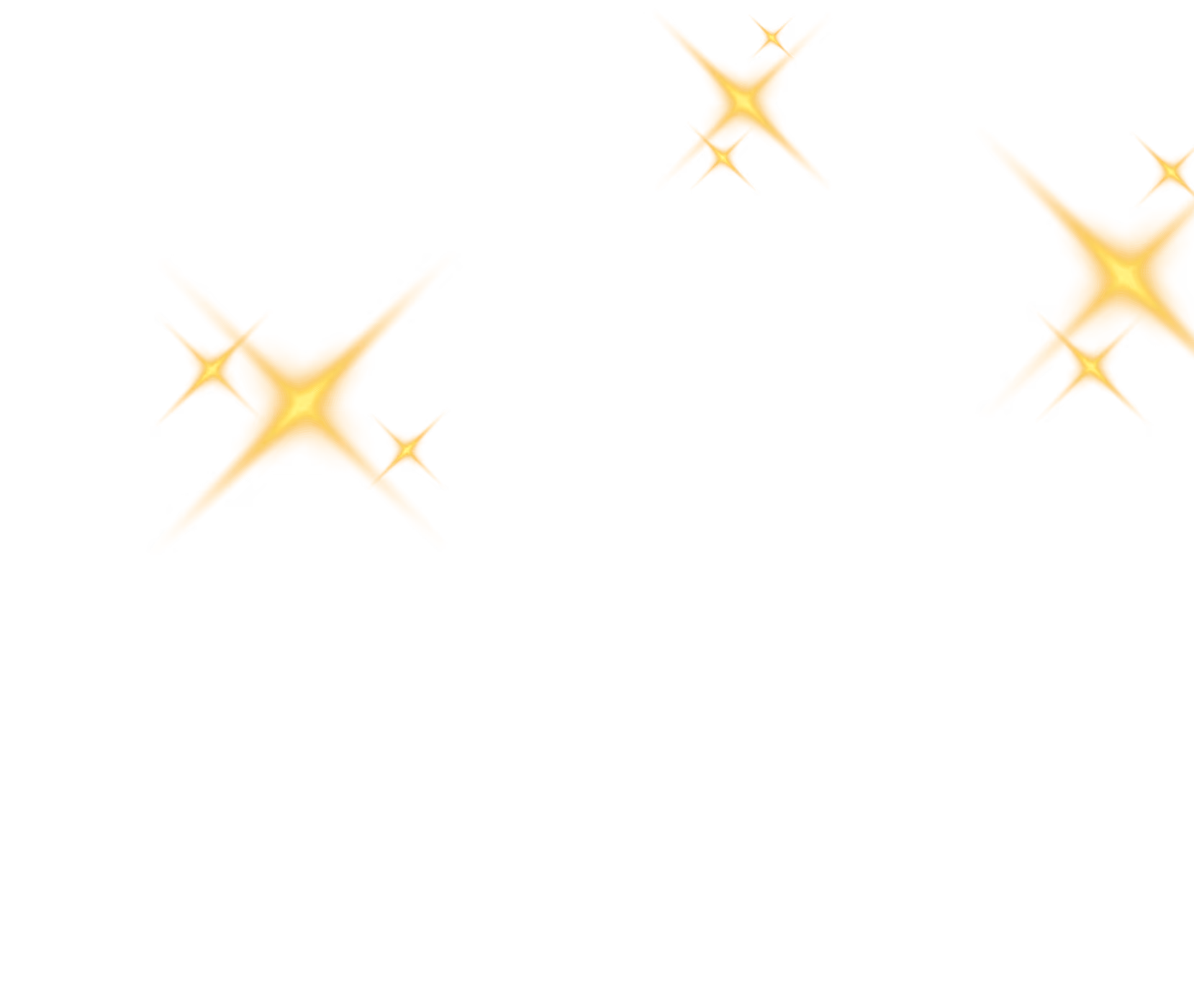 Bright yellow sparkling stars scattered on a white background