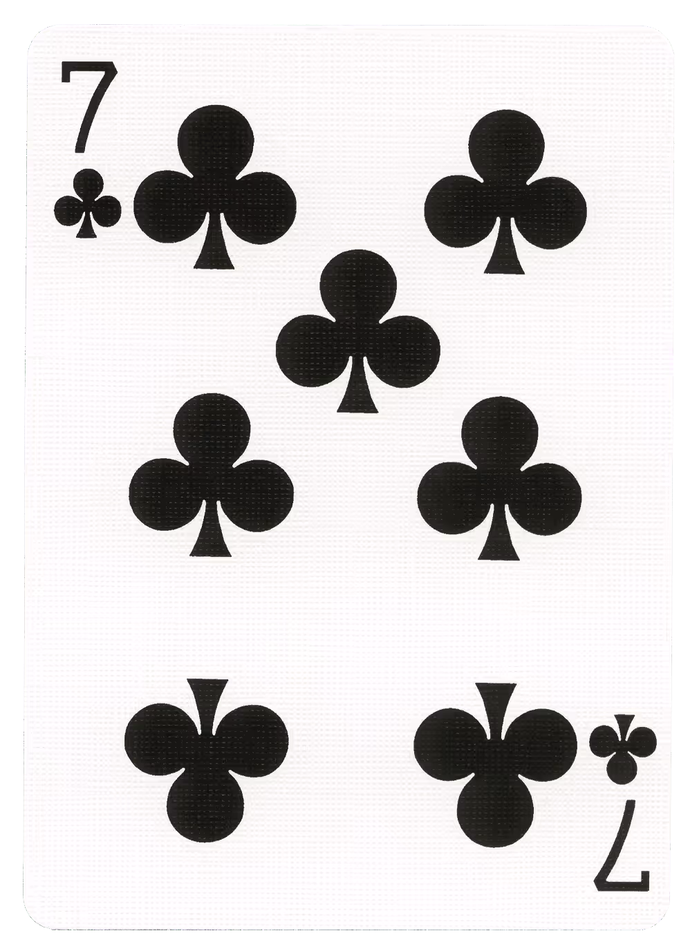 Seven of Clubs playing card with multiple club suit symbols