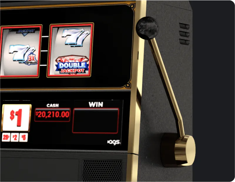 AGS slot machine showing Double Jackpot with $20,210 cash display