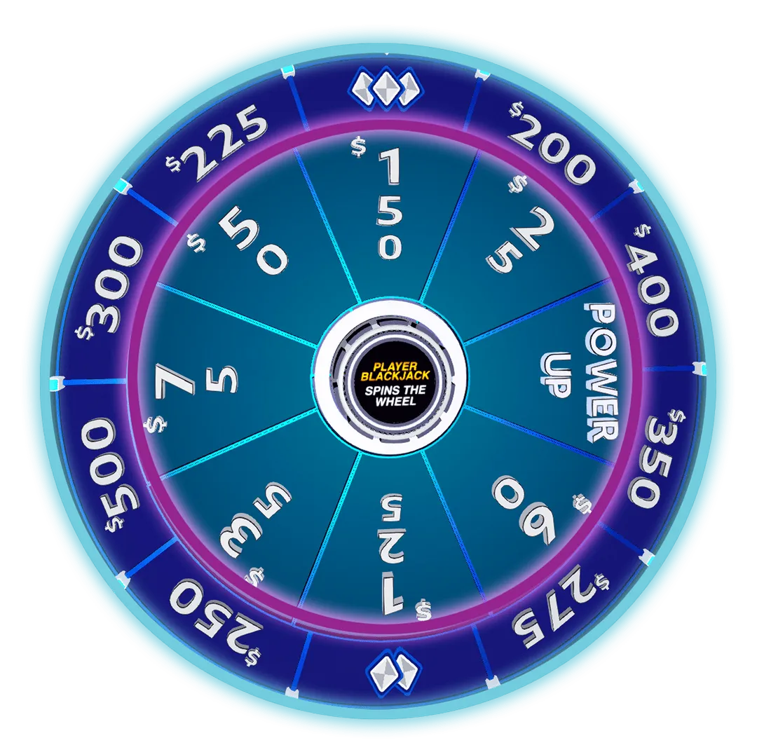 AGS Player Blackjack wheel of fortune with colorful monetary segments