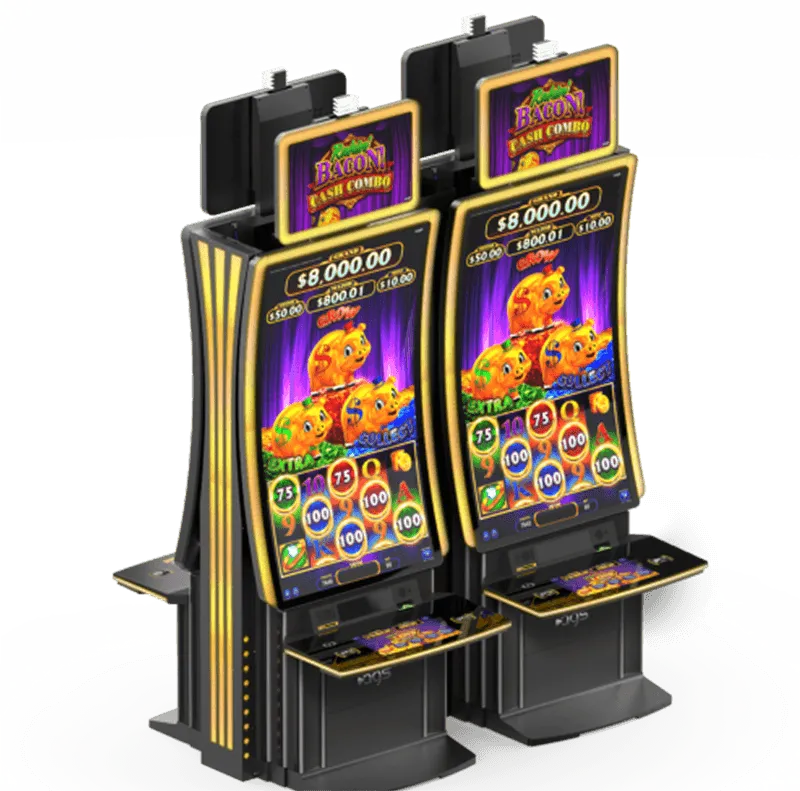 AGS Bacon Cash Combo slot machines with $8,000 jackpot display
