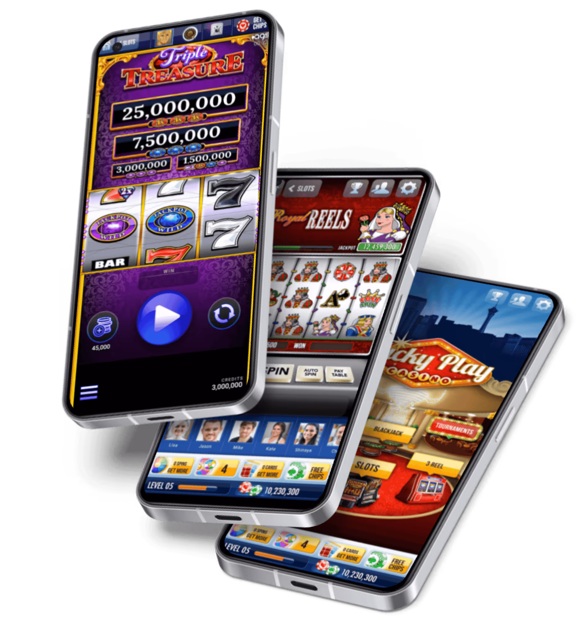 AGS mobile slot machines with colorful graphics and big jackpot displays