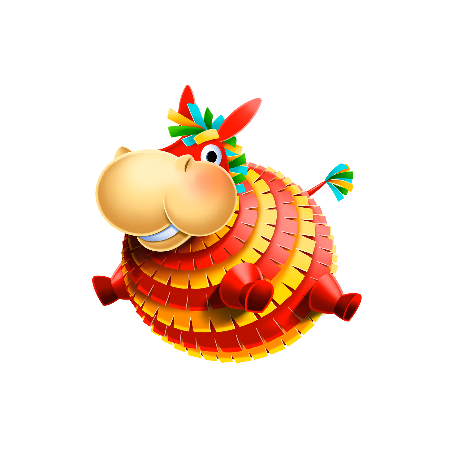 Colorful AGS cartoon pinata with cute horse-like character in red and yellow