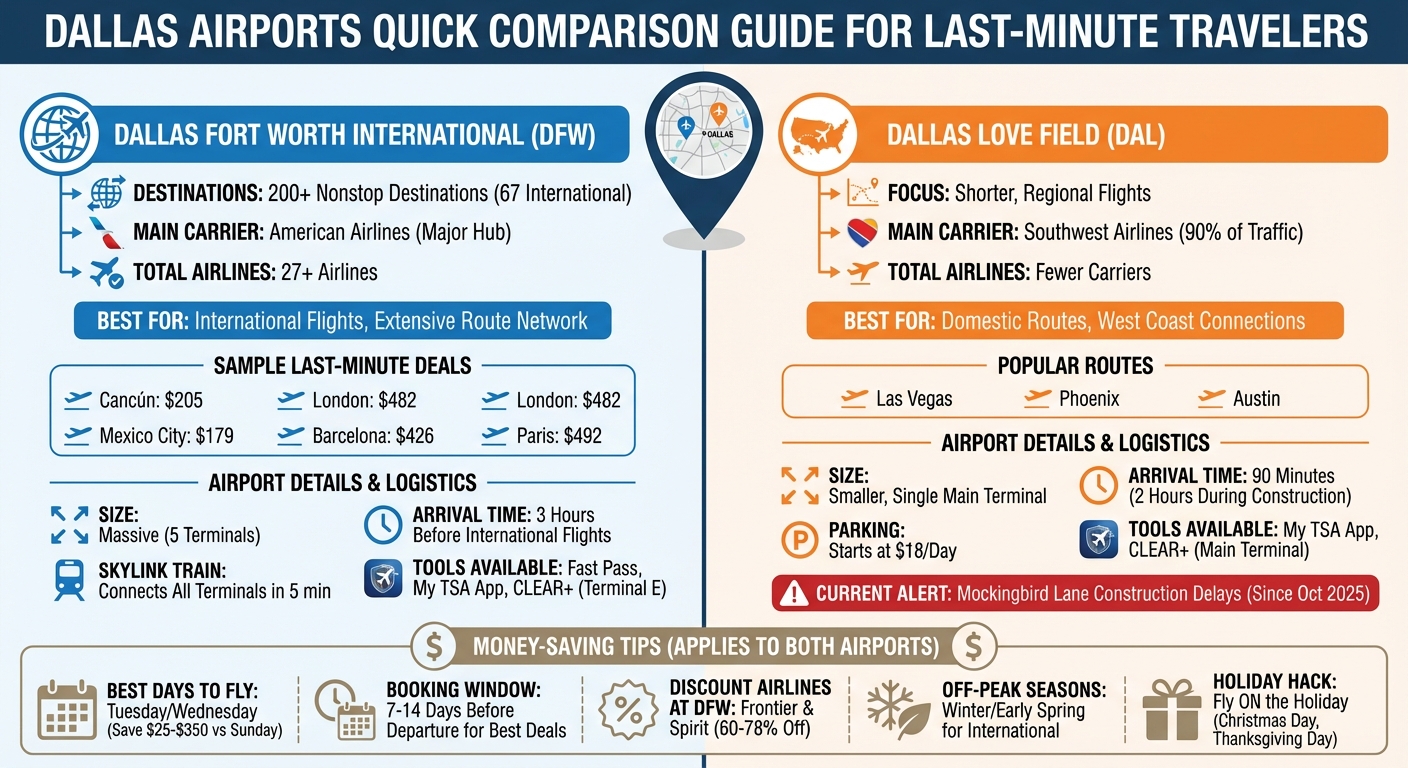 Dallas Airport Comparison: DFW vs Love Field for Last-Minute Flights