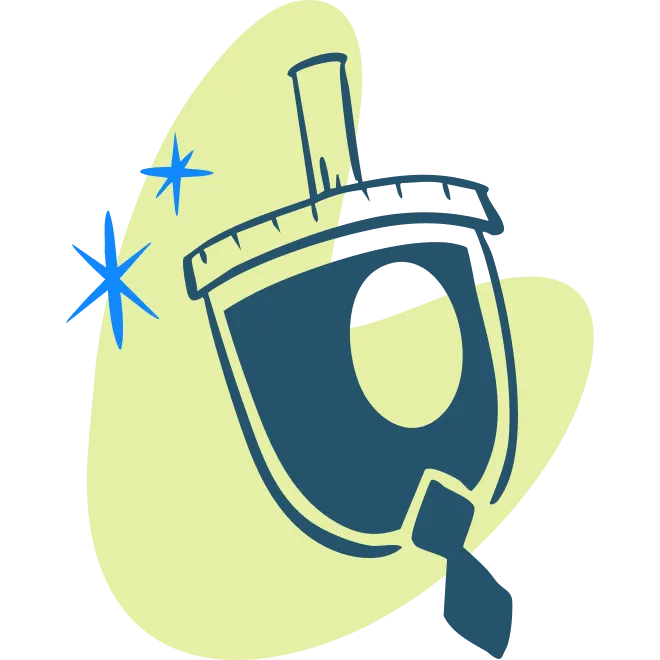 Stylized illustration of a diving snorkel mask with blue sparkles on a light green abstract background.