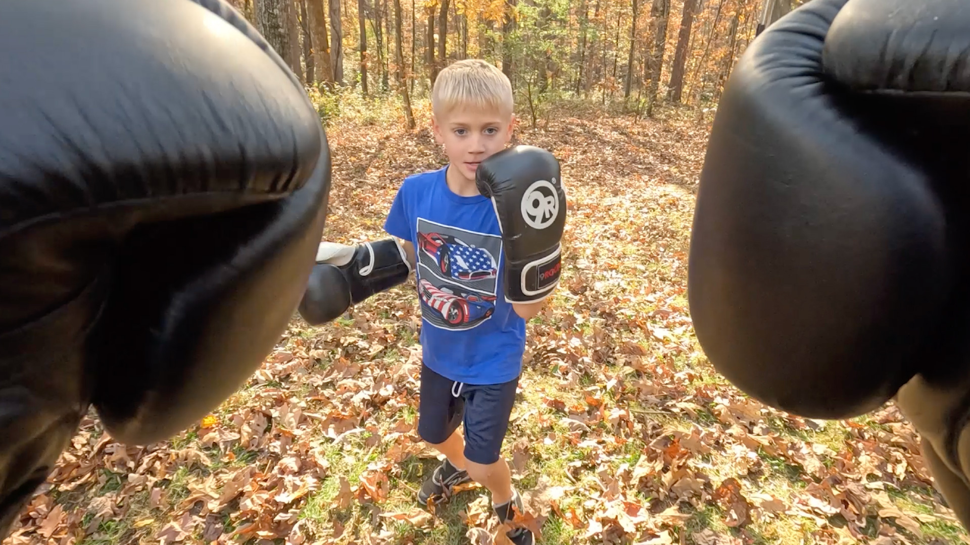 Boy learning to box.