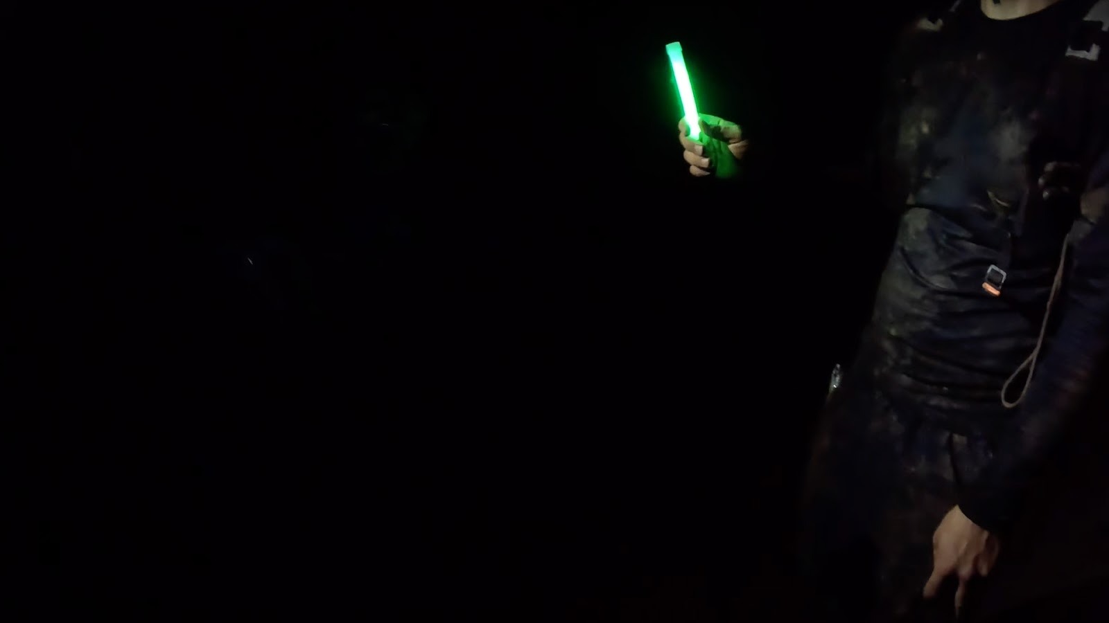 Glow stick illuminating a cave