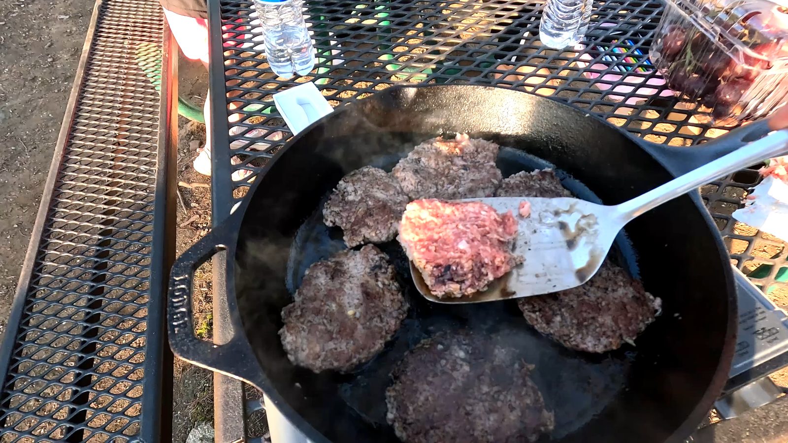 Cooking on small camping stove