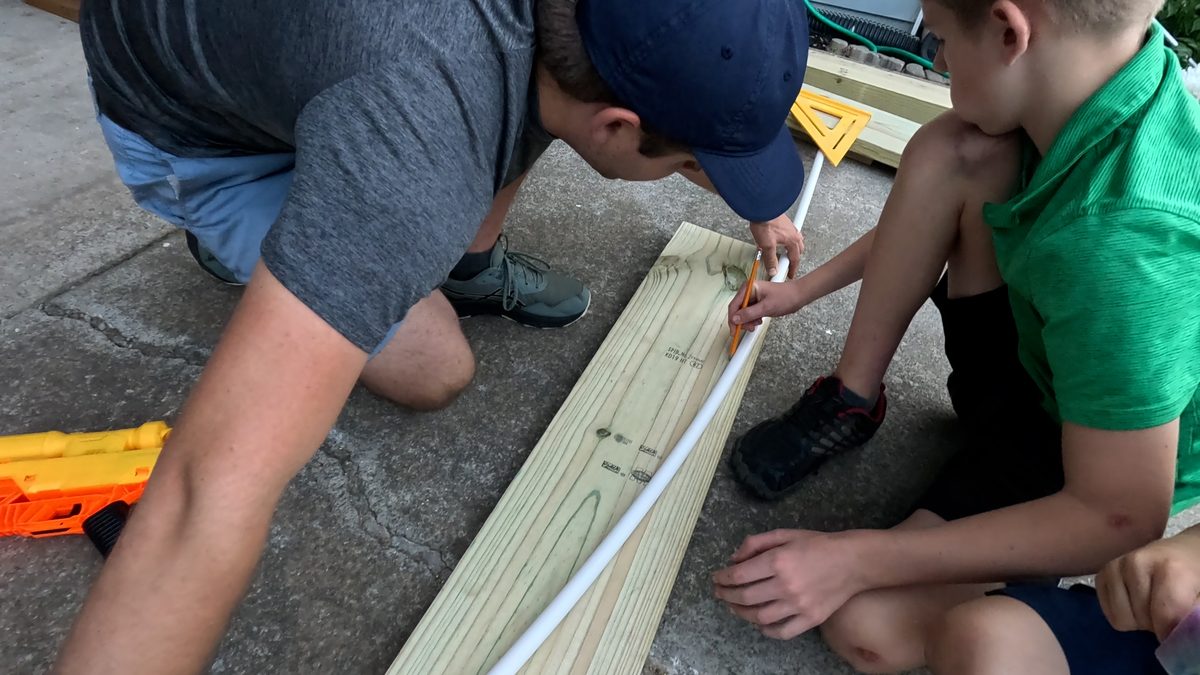 Use pvc pipe to trace a smooth curve for up-ramp