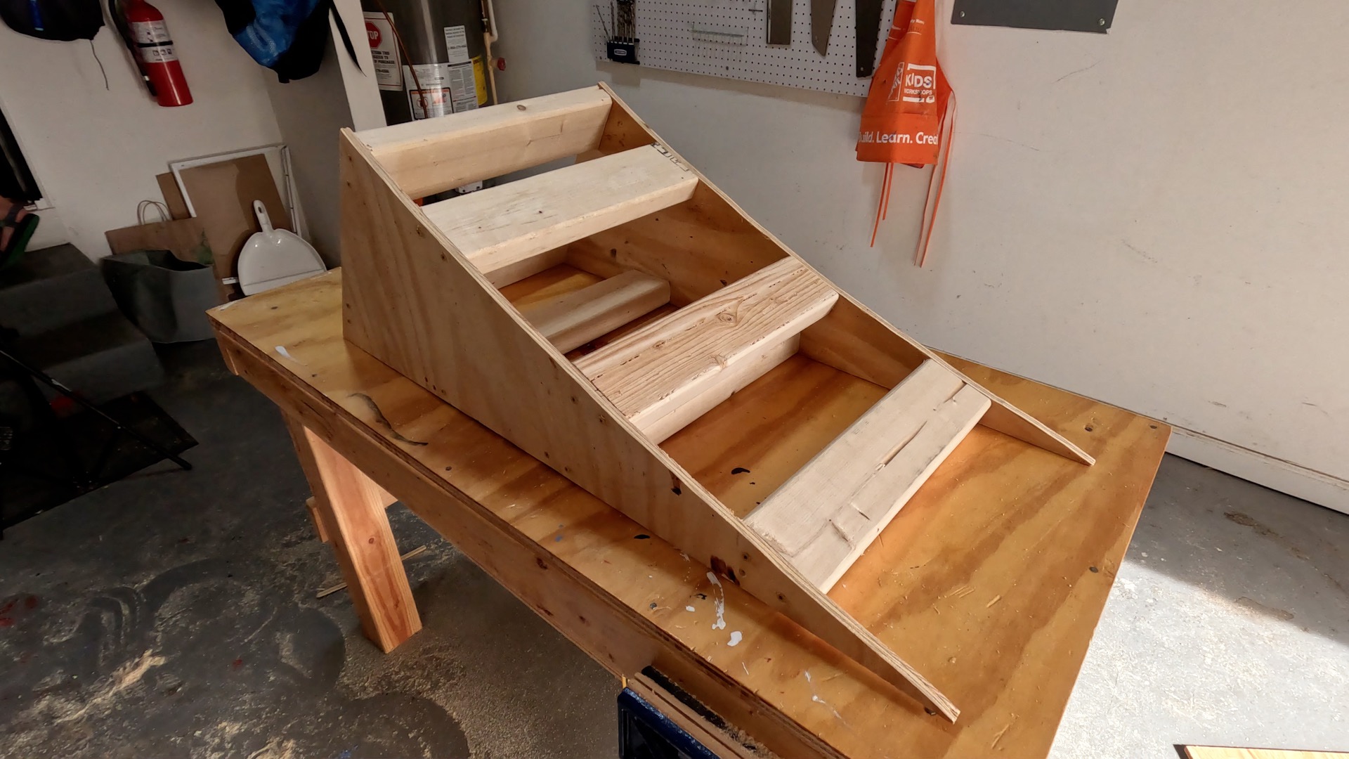 Jump ramp being assembled