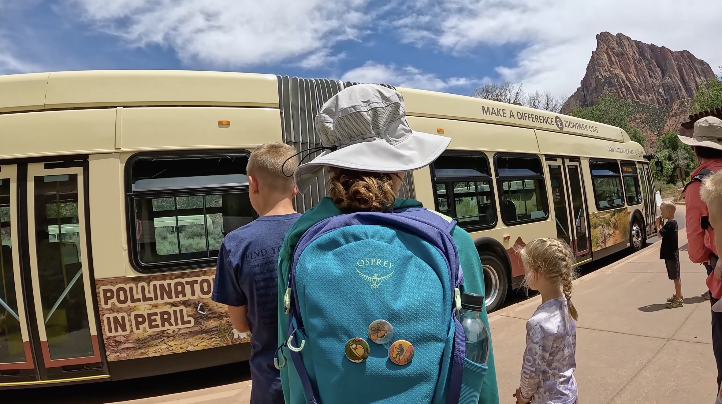 Catching a shuttle at Zion