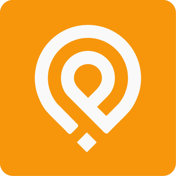 Dropick final logo — location pin with inner circle icon on orange background, app icon format