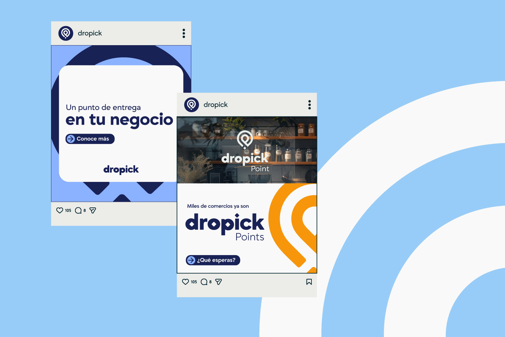 Dropick brand applied to Instagram social posts