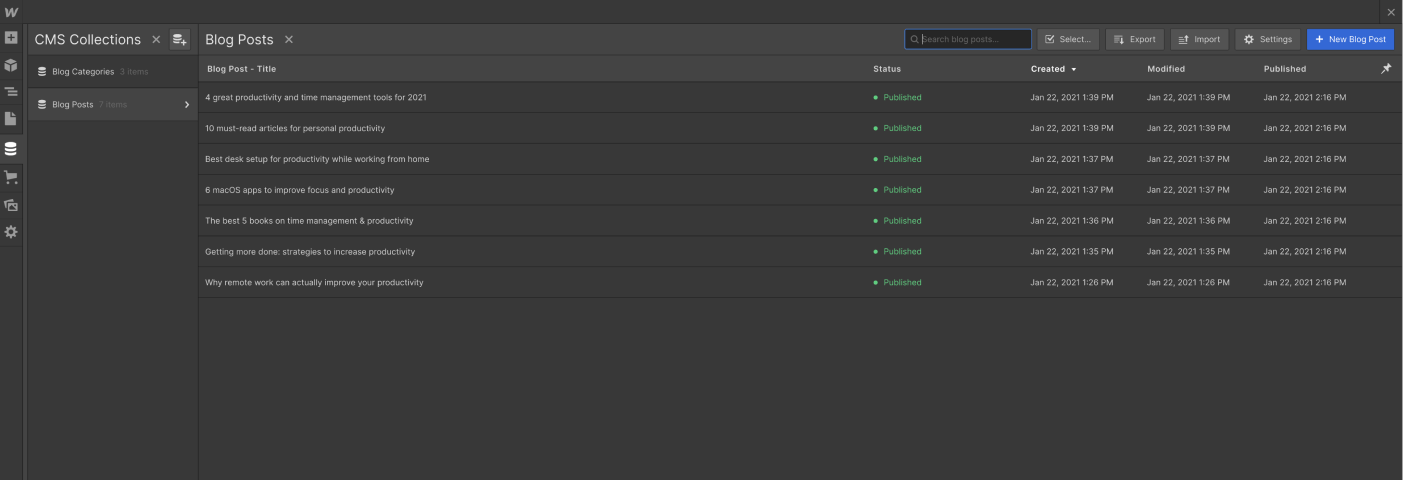 CMS Collection - Book Webflow Template