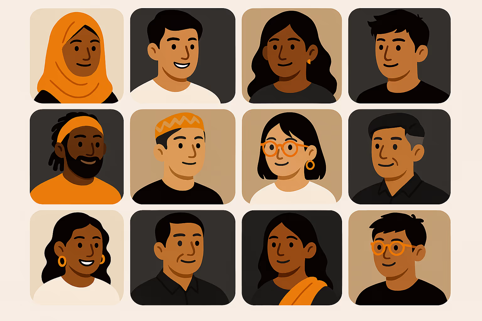 A collage of images depicting the diverse appearances of Asians
