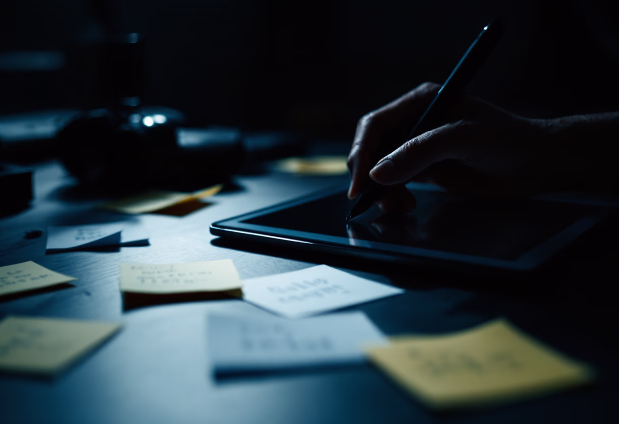 image of a digital brainstorming session (for a ai marketing tech company)