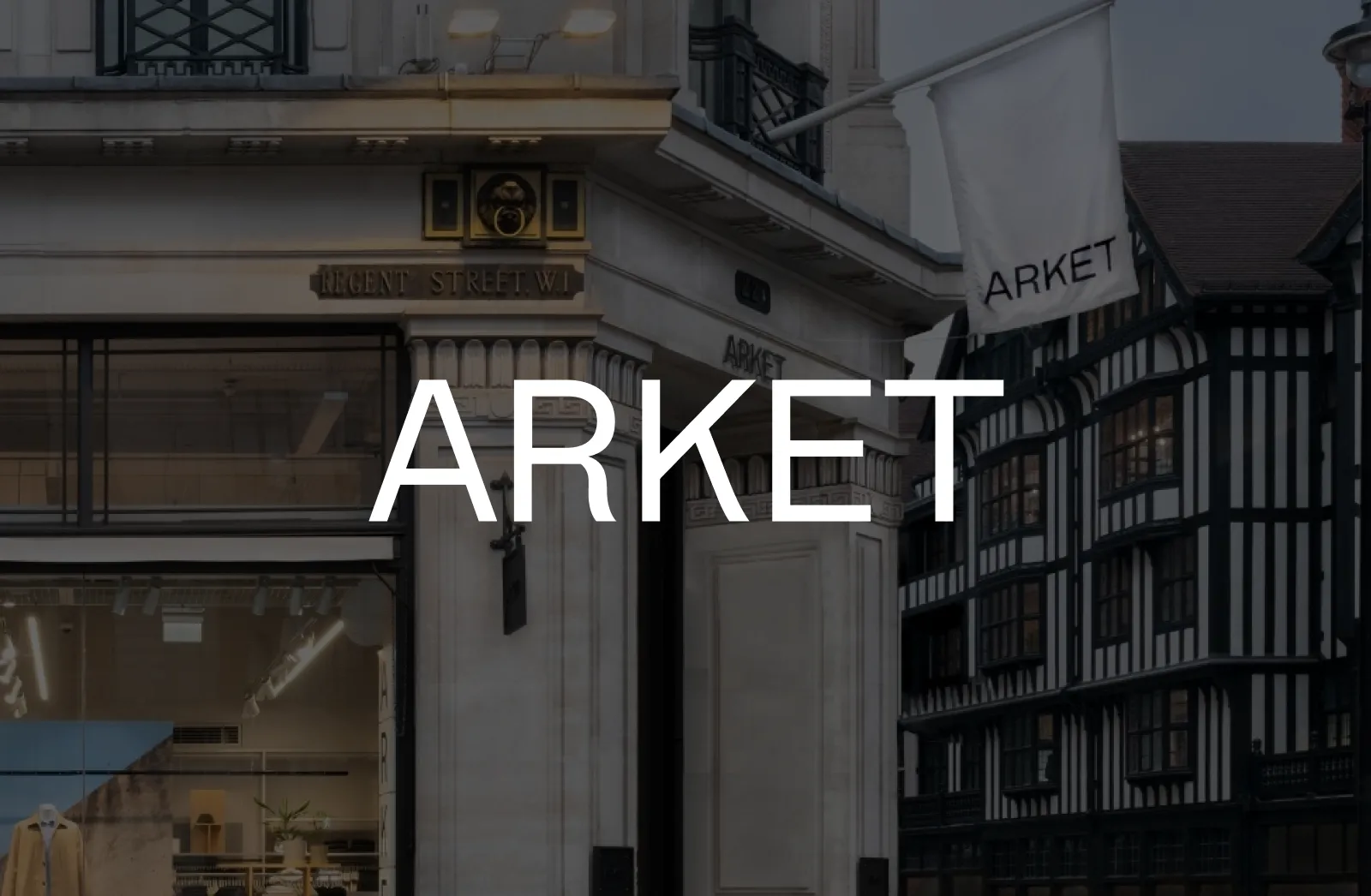 Arket logo over photo of their business