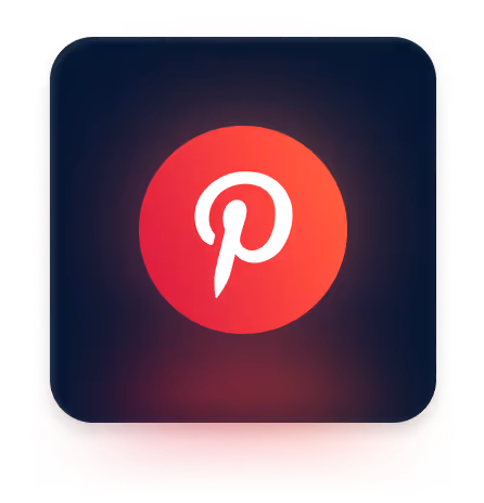 A glowing Pinterest logo