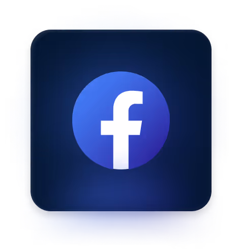 A glowing facebook logo