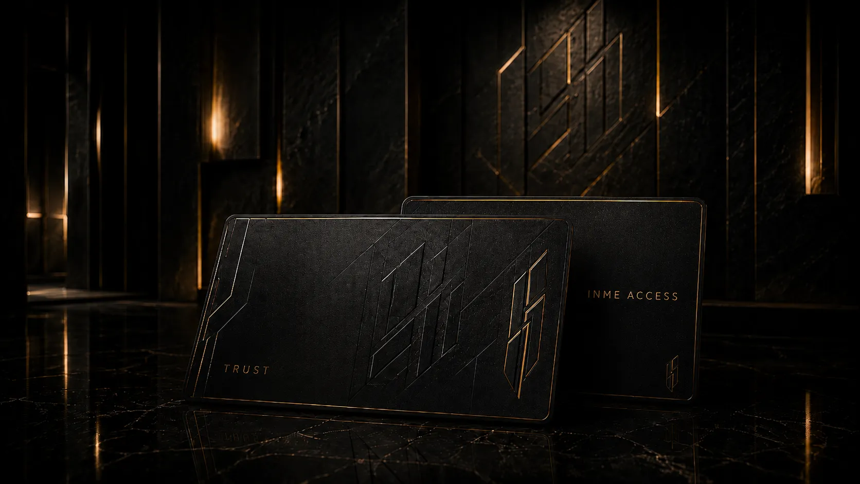 ชุดบัตร Black Card ในบรรยากาศดำและแชมเปญ
