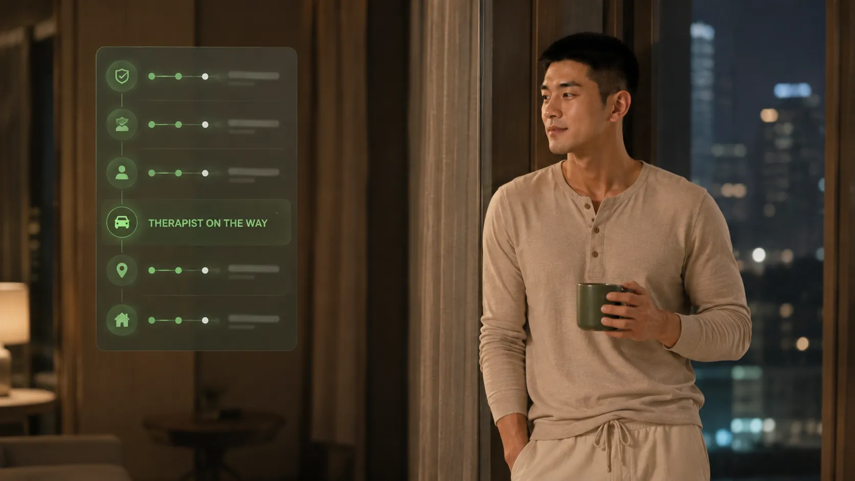 สถานะการประสาน Male Therapist ระหว่างเดินทางไปหาลูกค้า
