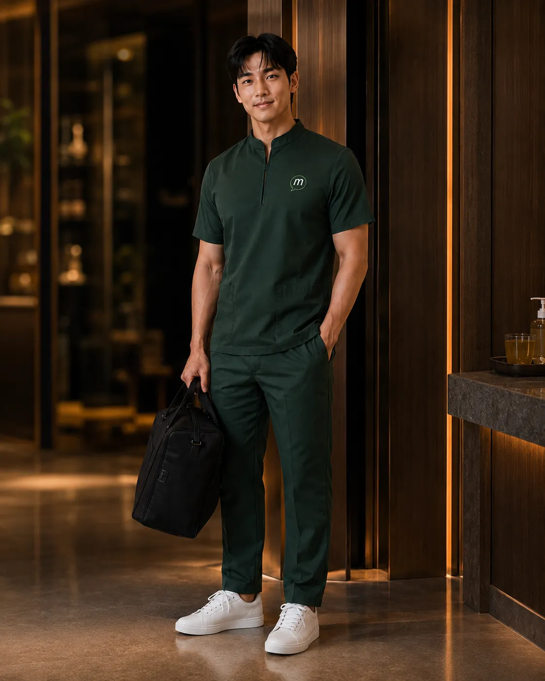 Male Therapist ในชุด MMS พร้อมออกเดินทางไปให้บริการถึงสถานที่ลูกค้า