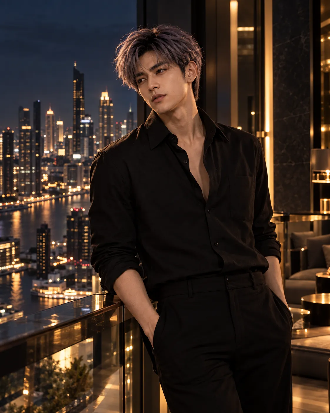 HITO companion portrait above Bangkok at night