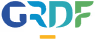 Logo with stylized letters GRDF in blue and green with a yellow dash below