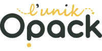 Lunik Opack logo with stylized yellow script and dark green lowercase letters.