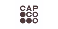 CAP COCO logo with stylized text and circular shapes in dark brown on a white background.