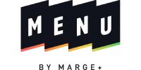 Logo with the word MENU in white letters on black blocks with red, orange, yellow, green lines underneath.